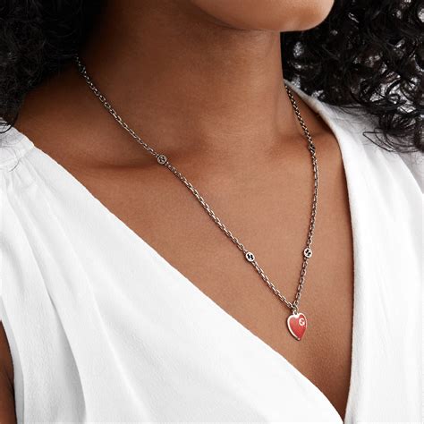 gucci red heart necklace|gucci necklace with heart pendant.